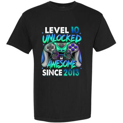 10th Gaming Birthday gift Level 10 Unlocked Awesome Video Game 2013 Birthday Garment-Dyed Heavyweight T-Shirt