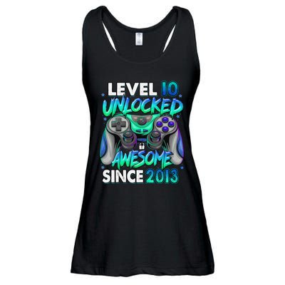 10th Gaming Birthday gift Level 10 Unlocked Awesome Video Game 2013 Birthday Ladies Essential Flowy Tank