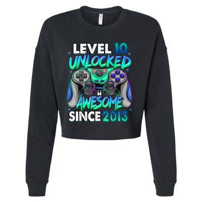 10th Gaming Birthday gift Level 10 Unlocked Awesome Video Game 2013 Birthday Cropped Pullover Crew