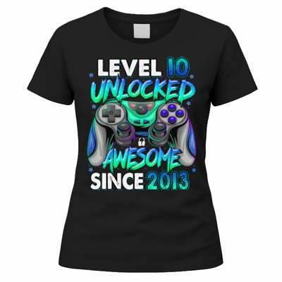 10th Gaming Birthday gift Level 10 Unlocked Awesome Video Game 2013 Birthday Women's T-Shirt