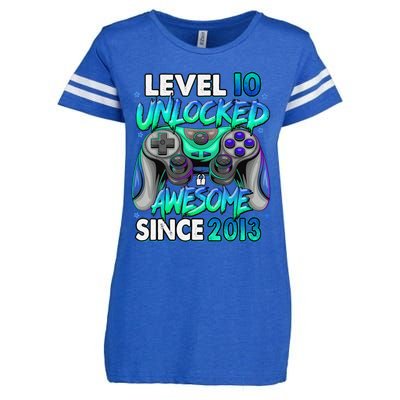 10th Gaming Birthday gift Level 10 Unlocked Awesome Video Game 2013 Birthday Enza Ladies Jersey Football T-Shirt