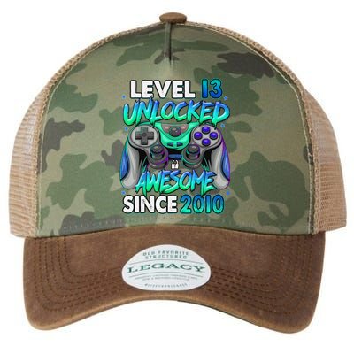 13rd Gaming Birthday gift Level 13 Unlocked Awesome Video Game 2010 Birthday Legacy Tie Dye Trucker Hat