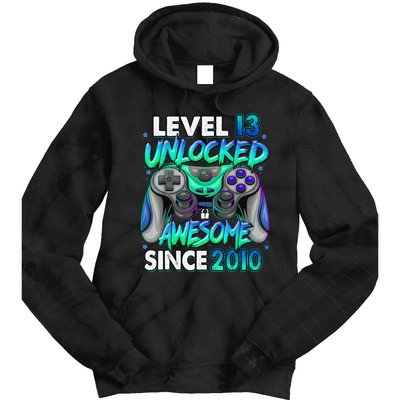 13rd Gaming Birthday gift Level 13 Unlocked Awesome Video Game 2010 Birthday Tie Dye Hoodie