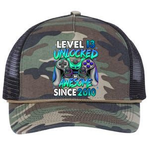 13rd Gaming Birthday gift Level 13 Unlocked Awesome Video Game 2010 Birthday Retro Rope Trucker Hat Cap