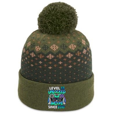 13rd Gaming Birthday gift Level 13 Unlocked Awesome Video Game 2010 Birthday The Baniff Cuffed Pom Beanie