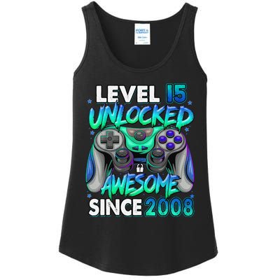 15th Gaming Birthday gift Level 15 Unlocked Awesome Video Game 2008 Birthday Ladies Essential Tank