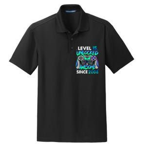 15th Gaming Birthday gift Level 15 Unlocked Awesome Video Game 2008 Birthday Dry Zone Grid Polo