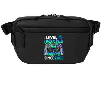 15th Gaming Birthday gift Level 15 Unlocked Awesome Video Game 2008 Birthday Crossbody Pack