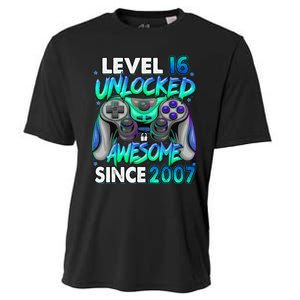 16th Gaming Birthday gift Level 16 Unlocked Awesome Video Game 2007 Birthday Cooling Performance Crew T-Shirt