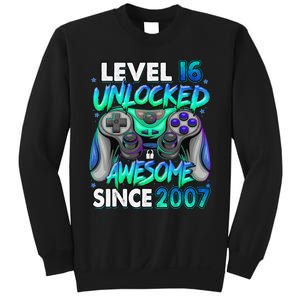 16th Gaming Birthday gift Level 16 Unlocked Awesome Video Game 2007 Birthday Sweatshirt