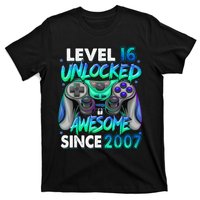 16th Gaming Birthday gift Level 16 Unlocked Awesome Video Game 2007 Birthday T-Shirt