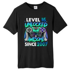 16th Gaming Birthday gift Level 16 Unlocked Awesome Video Game 2007 Birthday Tall Fusion ChromaSoft Performance T-Shirt