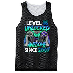 16th Gaming Birthday gift Level 16 Unlocked Awesome Video Game 2007 Birthday Mesh Reversible Basketball Jersey Tank