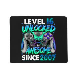 16th Gaming Birthday gift Level 16 Unlocked Awesome Video Game 2007 Birthday Mousepad