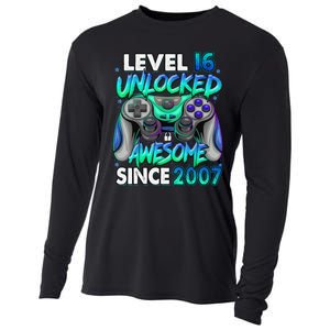 16th Gaming Birthday gift Level 16 Unlocked Awesome Video Game 2007 Birthday Cooling Performance Long Sleeve Crew