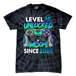 16th Gaming Birthday gift Level 16 Unlocked Awesome Video Game 2007 Birthday Tie-Dye T-Shirt