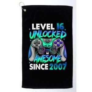 16th Gaming Birthday gift Level 16 Unlocked Awesome Video Game 2007 Birthday Platinum Collection Golf Towel