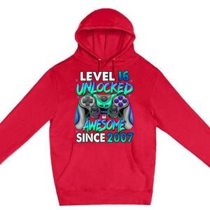 16th Gaming Birthday gift Level 16 Unlocked Awesome Video Game 2007 Birthday Premium Pullover Hoodie