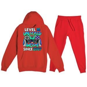 16th Gaming Birthday gift Level 16 Unlocked Awesome Video Game 2007 Birthday Premium Hooded Sweatsuit Set