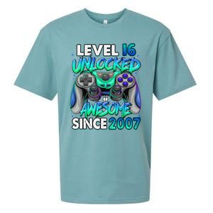 16th Gaming Birthday gift Level 16 Unlocked Awesome Video Game 2007 Birthday Sueded Cloud Jersey T-Shirt