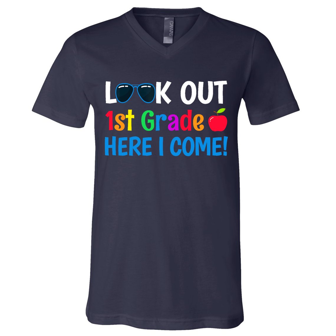 1st Grade Boy Girl Look out 1st Grade Here I Come V-Neck T-Shirt