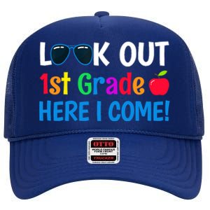 1st Grade Boy Girl Look out 1st Grade Here I Come High Crown Mesh Back Trucker Hat