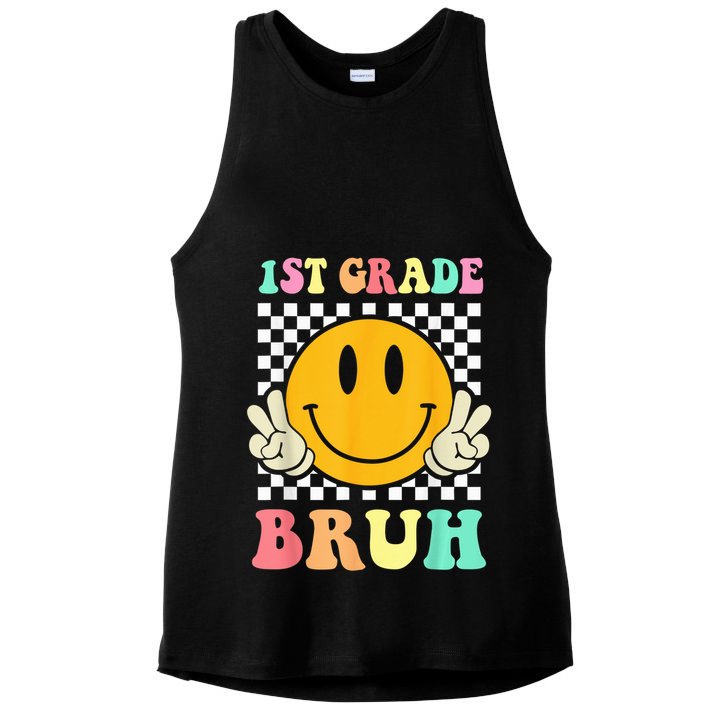 1st Grade Bruh Hippie Smile Face Back To School Teacher Kid Ladies PosiCharge Tri-Blend Wicking Tank