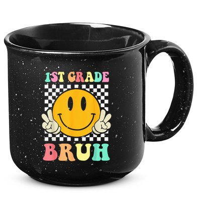 1st Grade Bruh Hippie Smile Face Back To School Teacher Kid 15oz Campfire Ceramic Mug