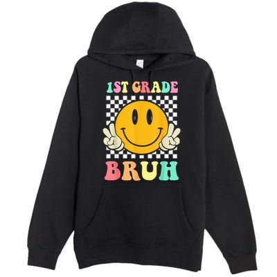 1st Grade Bruh Hippie Smile Face Back To School Teacher Kid Premium Pullover Hoodie