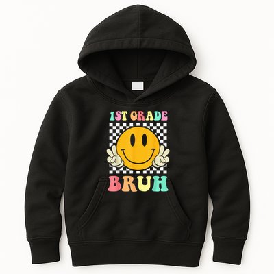 1st Grade Bruh Hippie Smile Face Back To School Teacher Kid Kids Hoodie