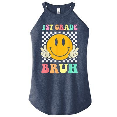 1st Grade Bruh Hippie Smile Face Back To School Teacher Kid Women's Perfect Tri Rocker Tank