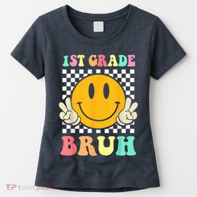 1st Grade Bruh Hippie Smile Face Back To School Teacher Kid Womens T-Shirt