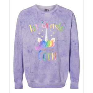 1St Grade Corn First Grade Teacher Unicorn Back To School Gift Colorblast Crewneck Sweatshirt