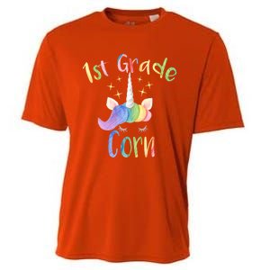 1St Grade Corn First Grade Teacher Unicorn Back To School Gift Cooling Performance Crew T-Shirt