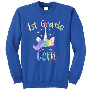 1St Grade Corn First Grade Teacher Unicorn Back To School Gift Sweatshirt