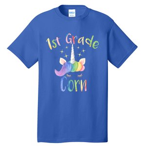 1St Grade Corn First Grade Teacher Unicorn Back To School Gift Tall T-Shirt