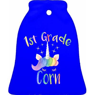 1St Grade Corn First Grade Teacher Unicorn Back To School Gift Ceramic Bell Ornament