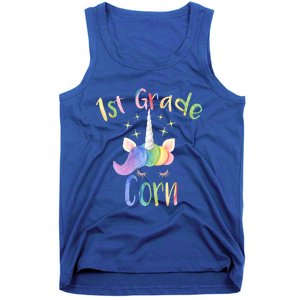 1St Grade Corn First Grade Teacher Unicorn Back To School Gift Tank Top