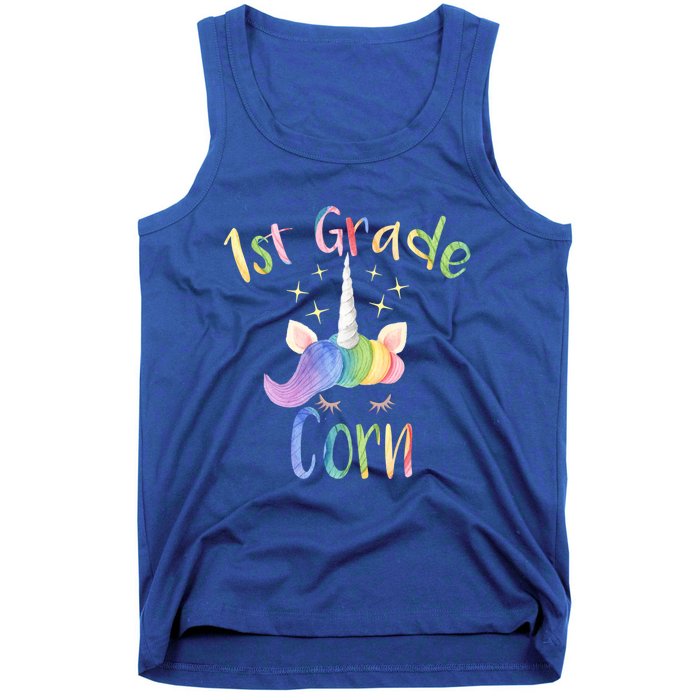 1St Grade Corn First Grade Teacher Unicorn Back To School Gift Tank Top