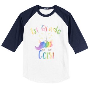 1St Grade Corn First Grade Teacher Unicorn Back To School Gift Baseball Sleeve Shirt