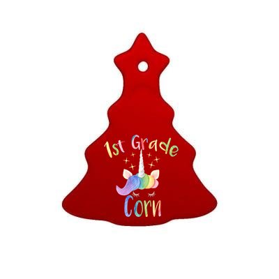 1St Grade Corn First Grade Teacher Unicorn Back To School Gift Ceramic Tree Ornament