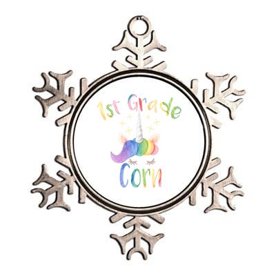 1St Grade Corn First Grade Teacher Unicorn Back To School Gift Metallic Star Ornament