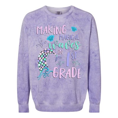 1st Grade Cute Mermaid Frist Day Back To School Colorblast Crewneck Sweatshirt