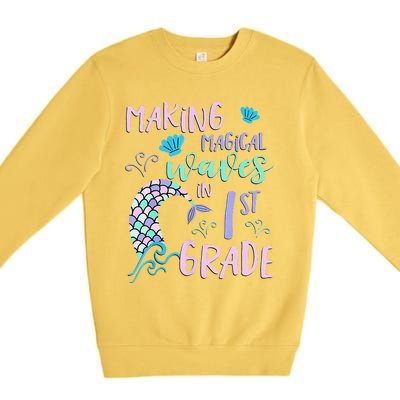 1st Grade Cute Mermaid Frist Day Back To School Premium Crewneck Sweatshirt