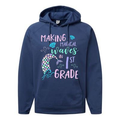 1st Grade Cute Mermaid Frist Day Back To School Performance Fleece Hoodie