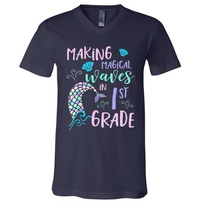 1st Grade Cute Mermaid Frist Day Back To School V-Neck T-Shirt