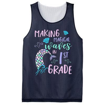 1st Grade Cute Mermaid Frist Day Back To School Mesh Reversible Basketball Jersey Tank