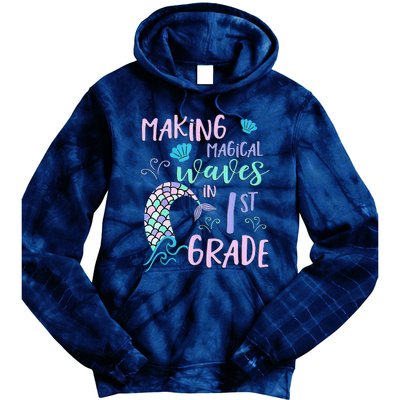 1st Grade Cute Mermaid Frist Day Back To School Tie Dye Hoodie