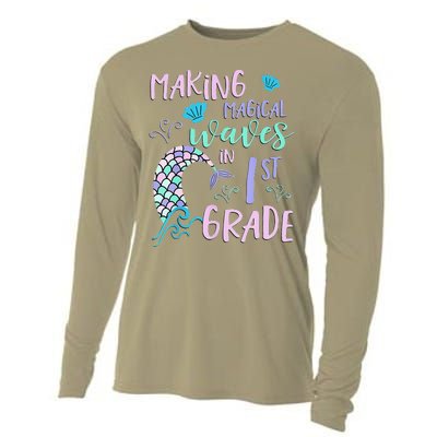 1st Grade Cute Mermaid Frist Day Back To School Cooling Performance Long Sleeve Crew