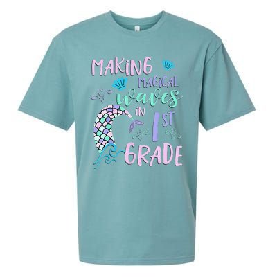 1st Grade Cute Mermaid Frist Day Back To School Sueded Cloud Jersey T-Shirt